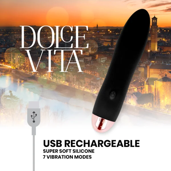 Aufladbarer Vibrator Vier Schwarz 7 Geschwindigkeiten von Dolce Vita kaufen | Fesselliebe