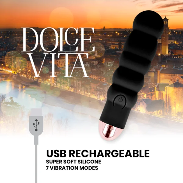Aufladbarer Vibrator Sechs Schwarz 7 Geschwindigkeiten von Dolce Vita kaufen | Fesselliebe