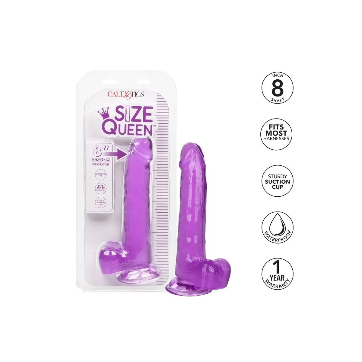 Größe Königin-Dildo Lila 20.3 cm von Calexotics kaufen | Fesselliebe