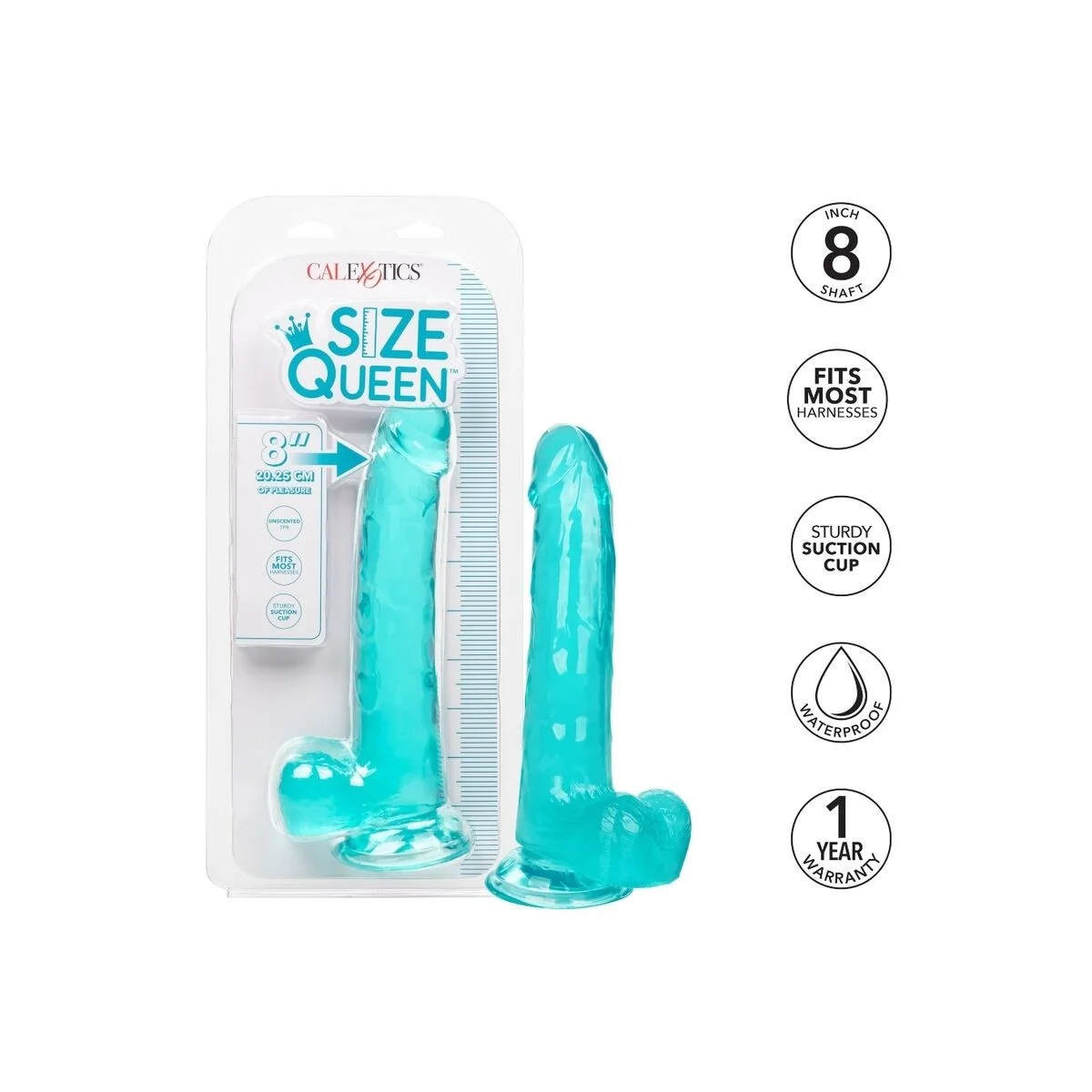 Größe Königin-Dildo Blau 20.3 cm von Calexotics kaufen | Fesselliebe