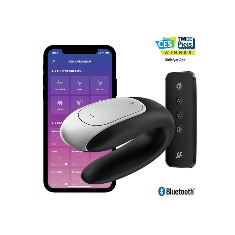 Double Fun Partner Vibrator Schwarz von Satisfyer Connect kaufen | Fesselliebe