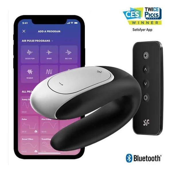 Double Fun Partner Vibrator Schwarz von Satisfyer Connect kaufen | Fesselliebe