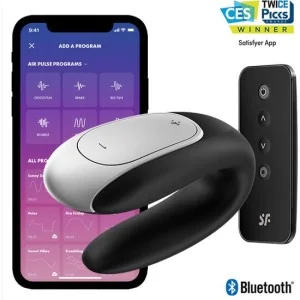 Double Fun Partner Vibrator Schwarz von Satisfyer Connect kaufen | Fesselliebe