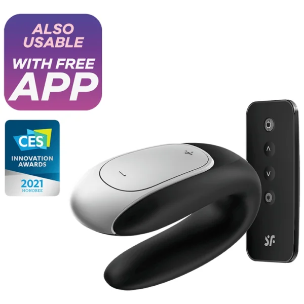 Double Fun Partner Vibrator Schwarz von Satisfyer Connect kaufen | Fesselliebe