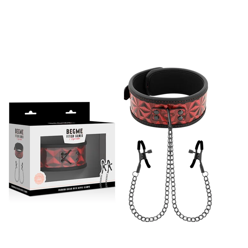 Red Edition Halsband mit Nippelklemmen mit Neoprenfutter von Begme Red Edition kaufen | Fesselliebe 2