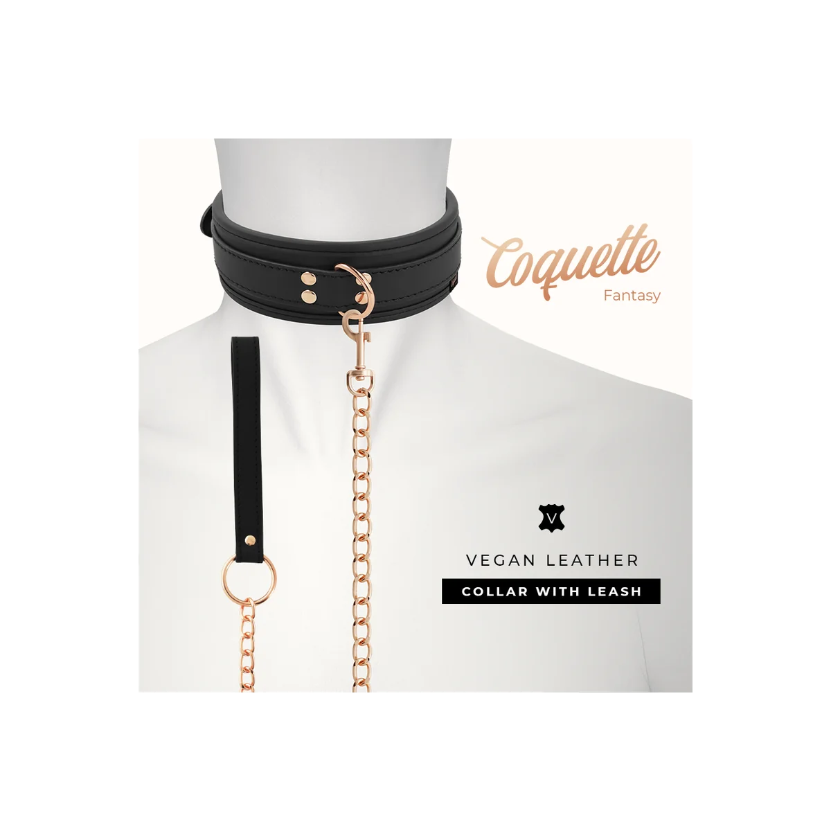 Fantasy-Halskette aus Veganem Leder mit Riemen und Neoprenfutter von Coquette Fantasy kaufen | Fesselliebe