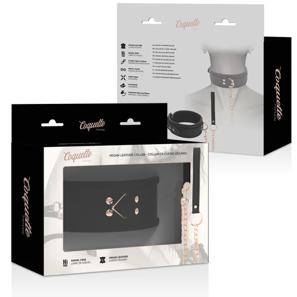 Fantasy-Halskette aus Veganem Leder mit Riemen und Neoprenfutter von Coquette Fantasy kaufen | Fesselliebe