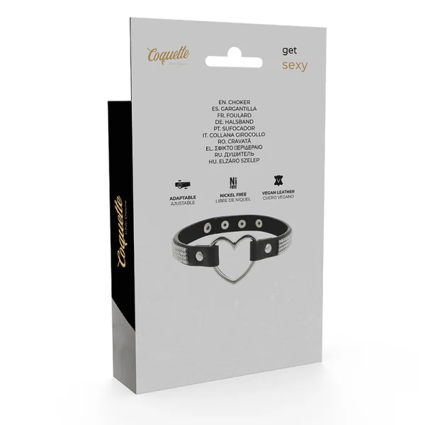 Veganes Leder-Halsband mit Herz von Coquette Accessories kaufen | Fesselliebe