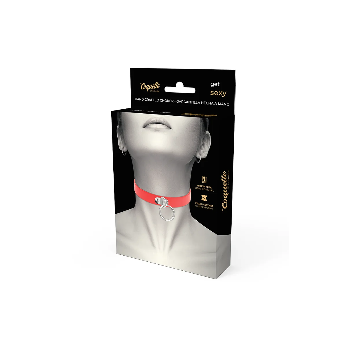 Rote Halskette aus Veganem Leder Fetisch-Accessoire für Frauen von Coquette Accessories kaufen | Fesselliebe