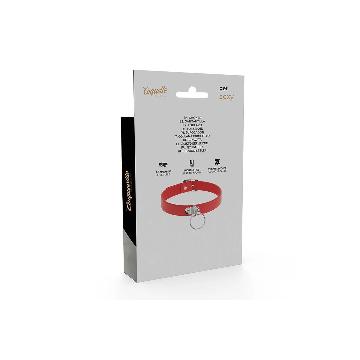 Rote Halskette aus Veganem Leder Fetisch-Accessoire für Frauen von Coquette Accessories kaufen | Fesselliebe