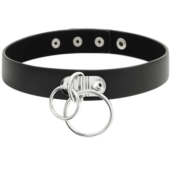 Doppelring-Halsband aus Veganem Leder von Coquette Accessories kaufen | Fesselliebe