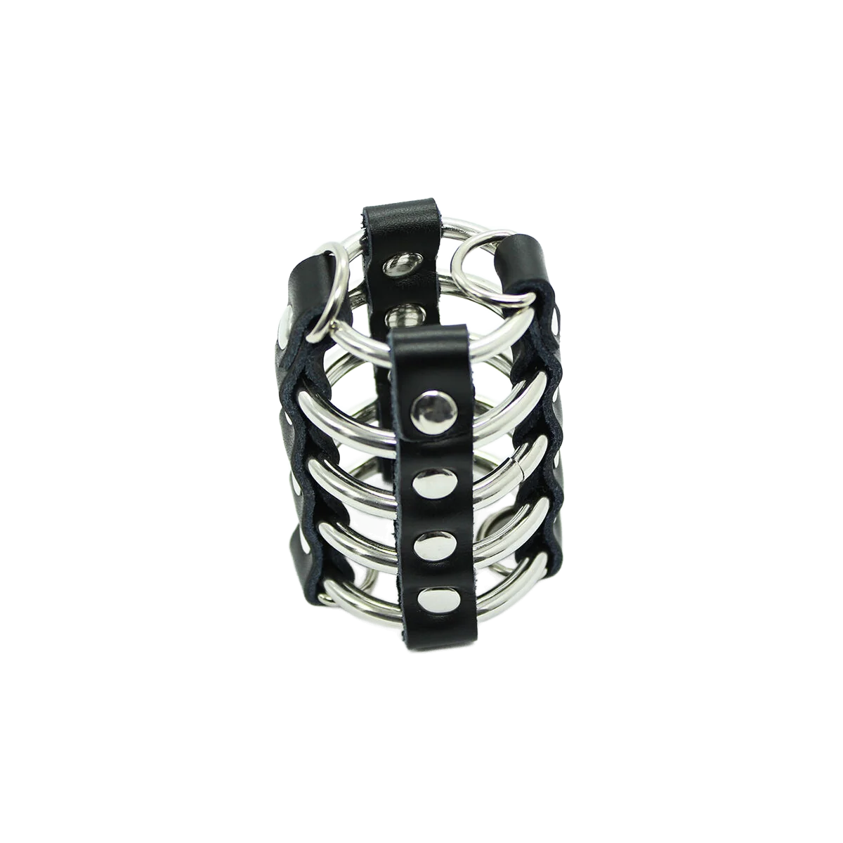 Peniskfig mit Metallringen und Lederriemen von Ohmama Fetish kaufen | Fesselliebe