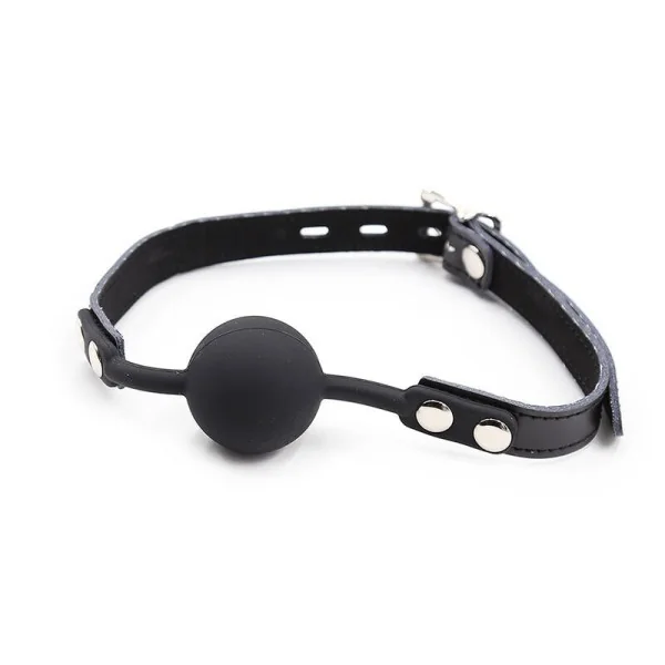 Silikon-Ballgag mit Ledergürtel (VORHÄNGESCHLOSS Inklusive) von Ohmama Fetish kaufen | Fesselliebe