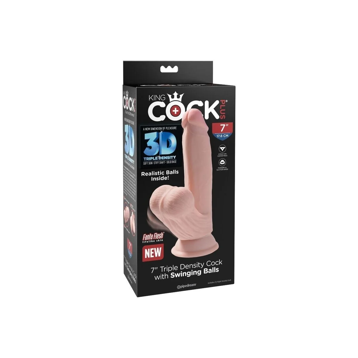 Plus 3d Dildo Swinging Balls 15.2 cm Helle Beige von King Cock Plus kaufen | Fesselliebe