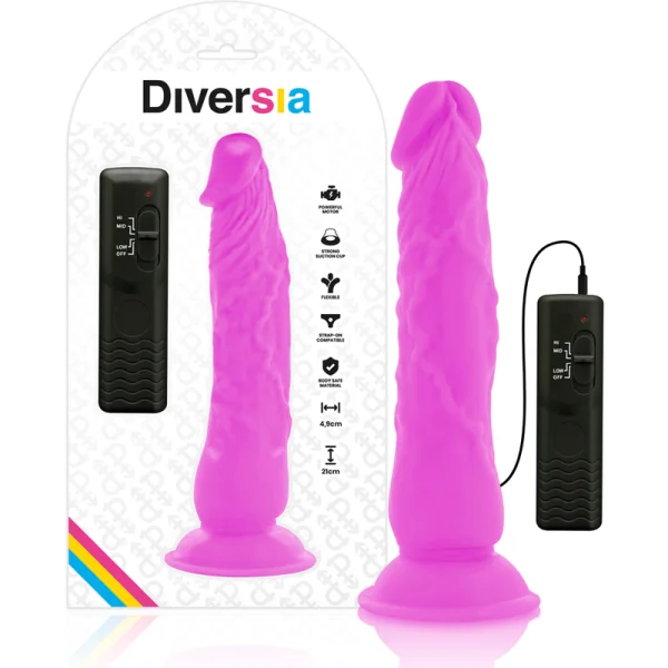 Flexibler Vibrierender Dildo Lila 21 cm -O- 4.9 cm von Diversia kaufen | Fesselliebe
