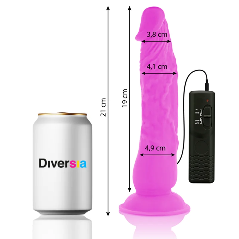Flexibler Vibrierender Dildo Lila 21 cm -O- 4.9 cm von Diversia kaufen | Fesselliebe 2