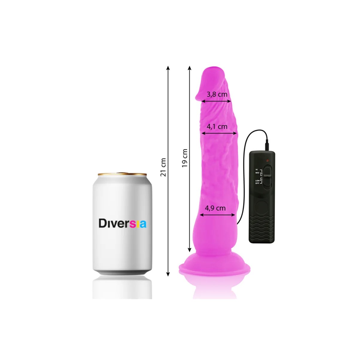 Flexibler Vibrierender Dildo Lila 21 cm -O- 4.9 cm von Diversia kaufen | Fesselliebe