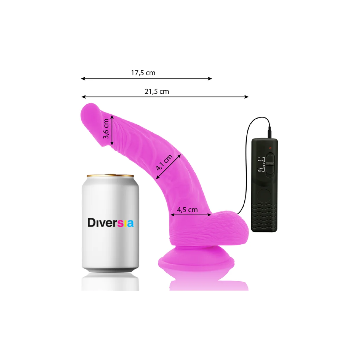 Flexibler Vibrierender Dildo Lila 21.5 cm -O- 4.5 cm von Diversia kaufen | Fesselliebe