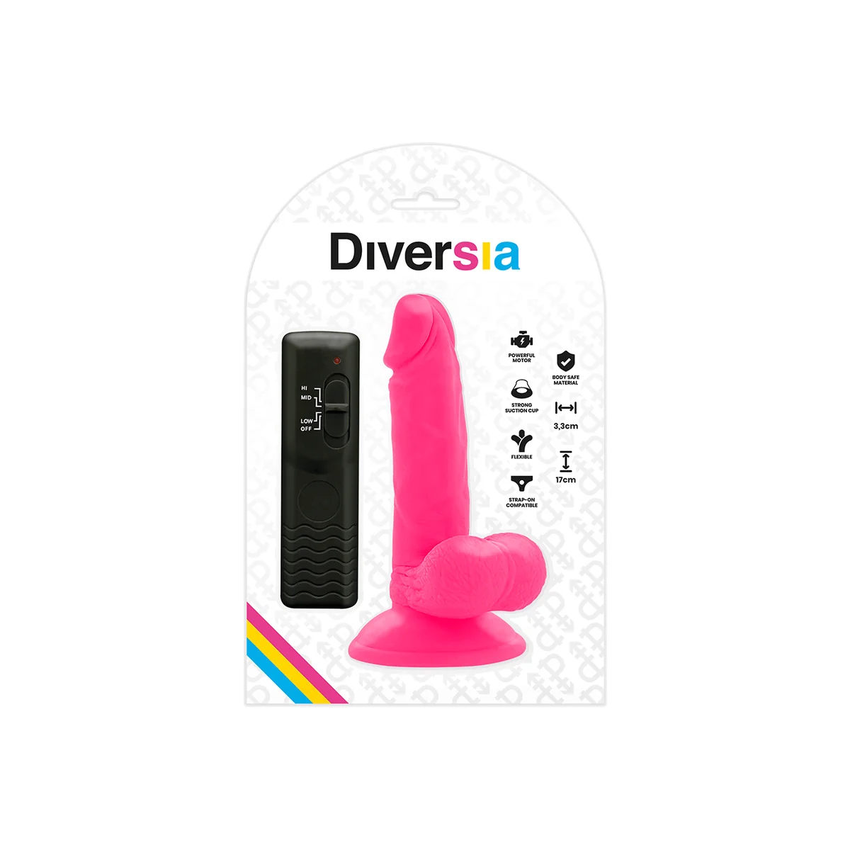 Flexibler Vibrierender Dildo Rosa 17 cm -O- 3.3 cm von Diversia kaufen | Fesselliebe