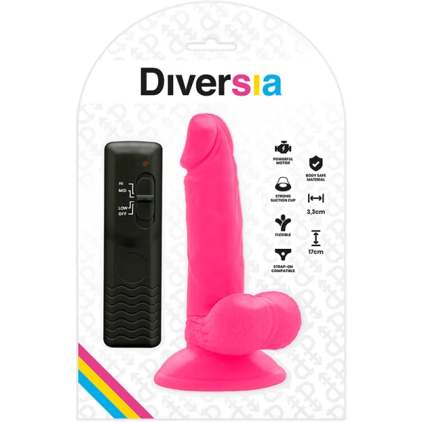 Flexibler Vibrierender Dildo Rosa 17 cm -O- 3.3 cm von Diversia kaufen | Fesselliebe