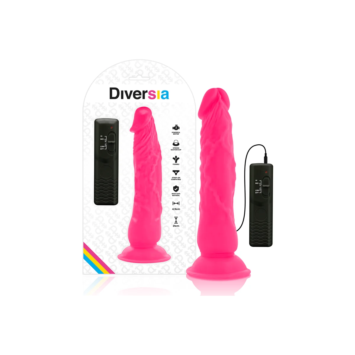 Flexibler Vibrierender Dildo Rosa 21 cm -O- 4.9 cm von Diversia kaufen | Fesselliebe