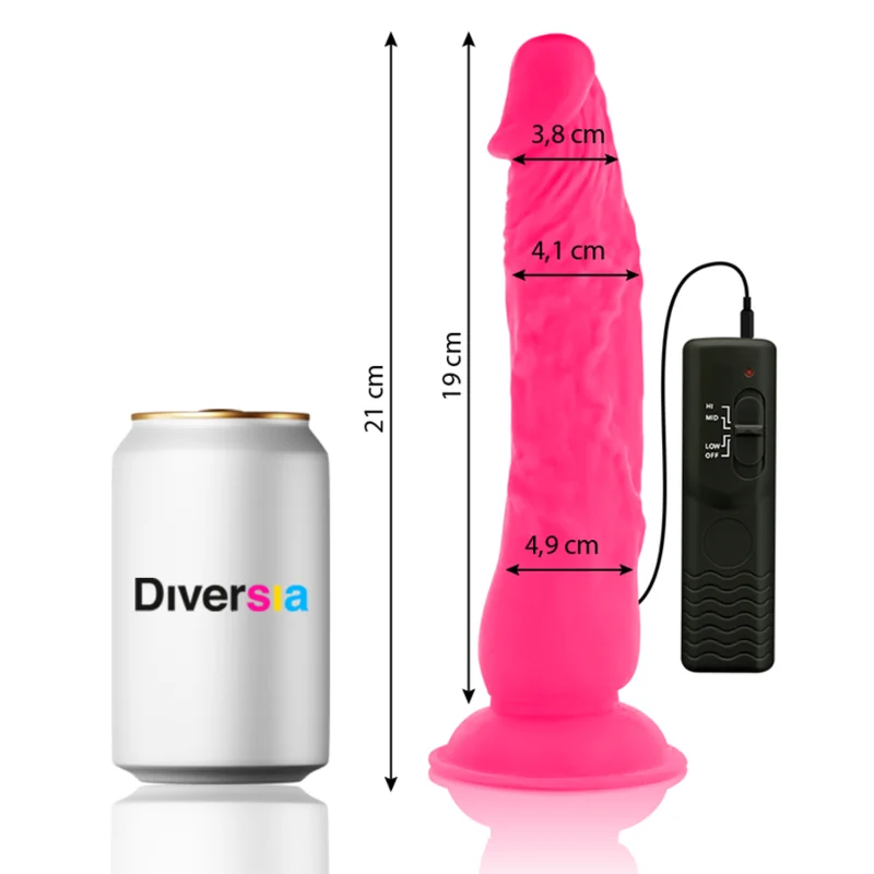 Flexibler Vibrierender Dildo Rosa 21 cm -O- 4.9 cm von Diversia kaufen | Fesselliebe 2