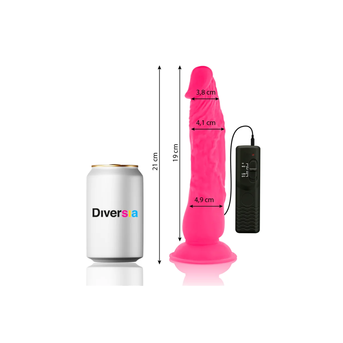 Flexibler Vibrierender Dildo Rosa 21 cm -O- 4.9 cm von Diversia kaufen | Fesselliebe