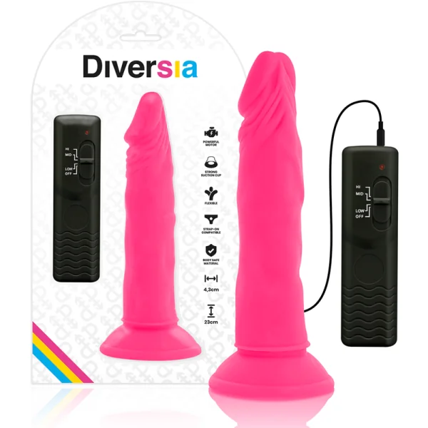 Flexibler Dildo mit Vibration Rosa 23 cm -O- 4.3 cm von Diversia kaufen | Fesselliebe