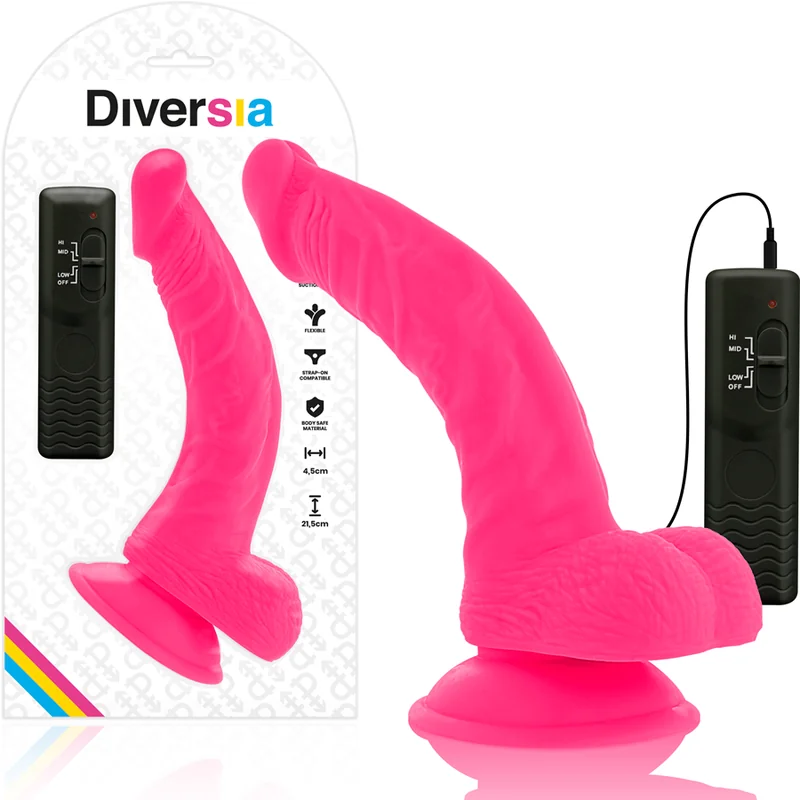 Flexibler Vibrierender Dildo Rosa 21.5 cm -O- 4.5 cm von Diversia kaufen | Fesselliebe