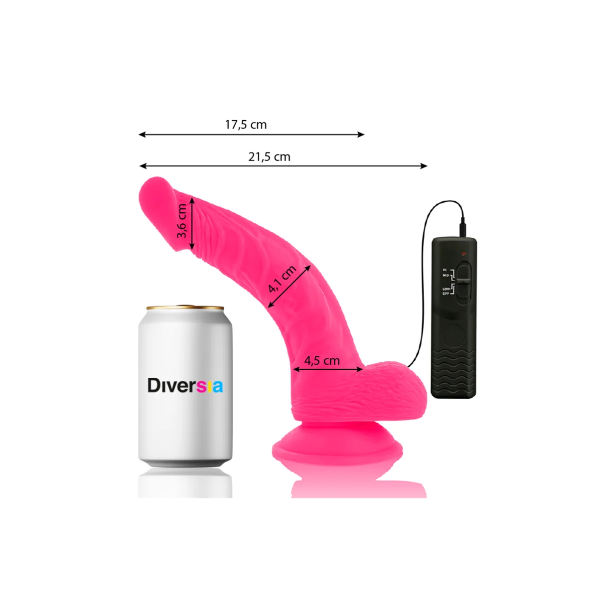 Flexibler Vibrierender Dildo Rosa 21.5 cm -O- 4.5 cm von Diversia kaufen | Fesselliebe