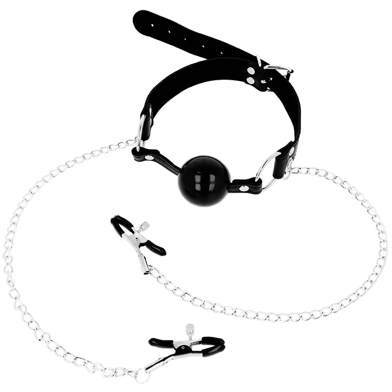 Black Ball Gag With Nipple Clamps von Ohmama Fetish kaufen | Fesselliebe