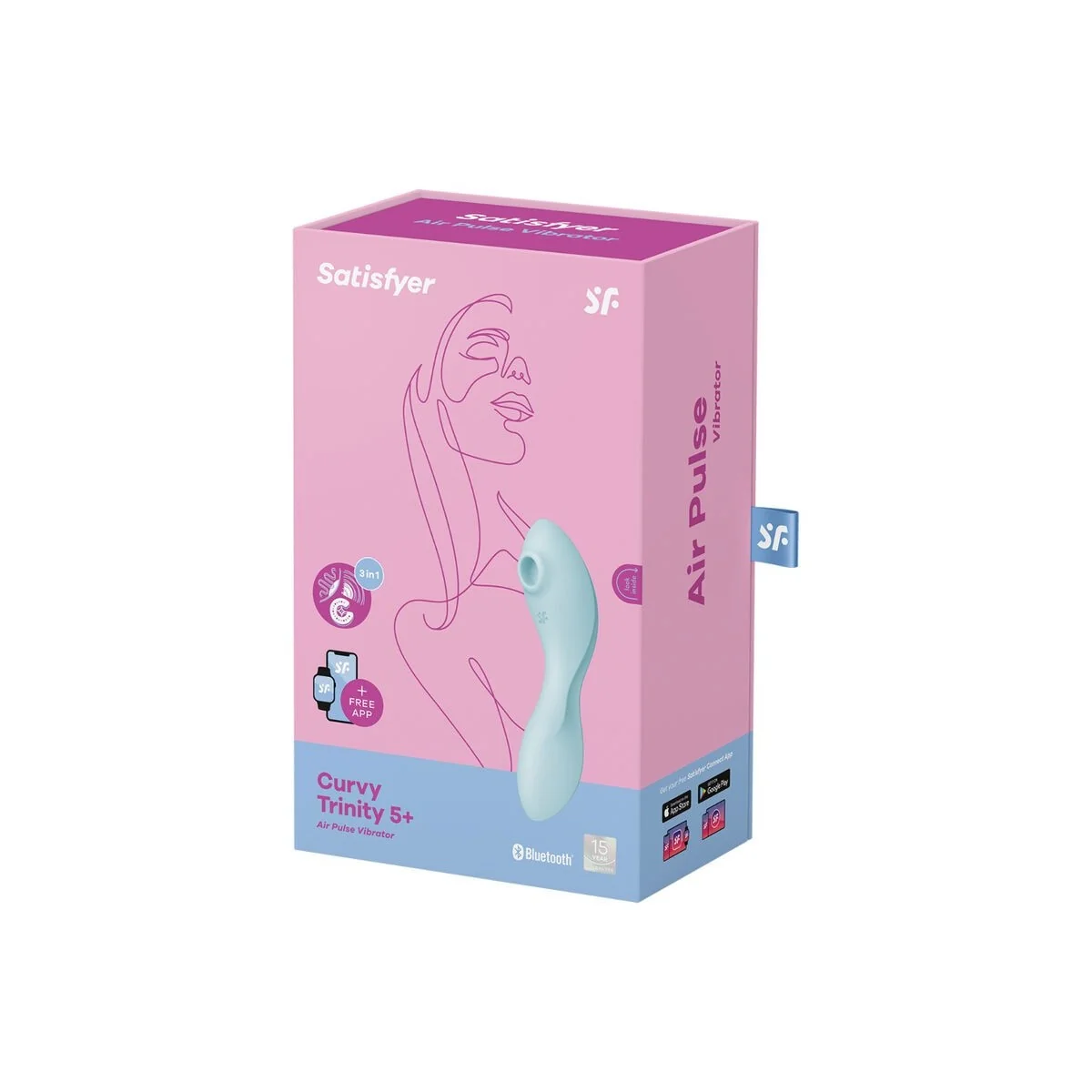 Curvy Trinity 5 Air Pulse Stimulator & Vibrator App Blau von Satisfyer Connect kaufen | Fesselliebe
