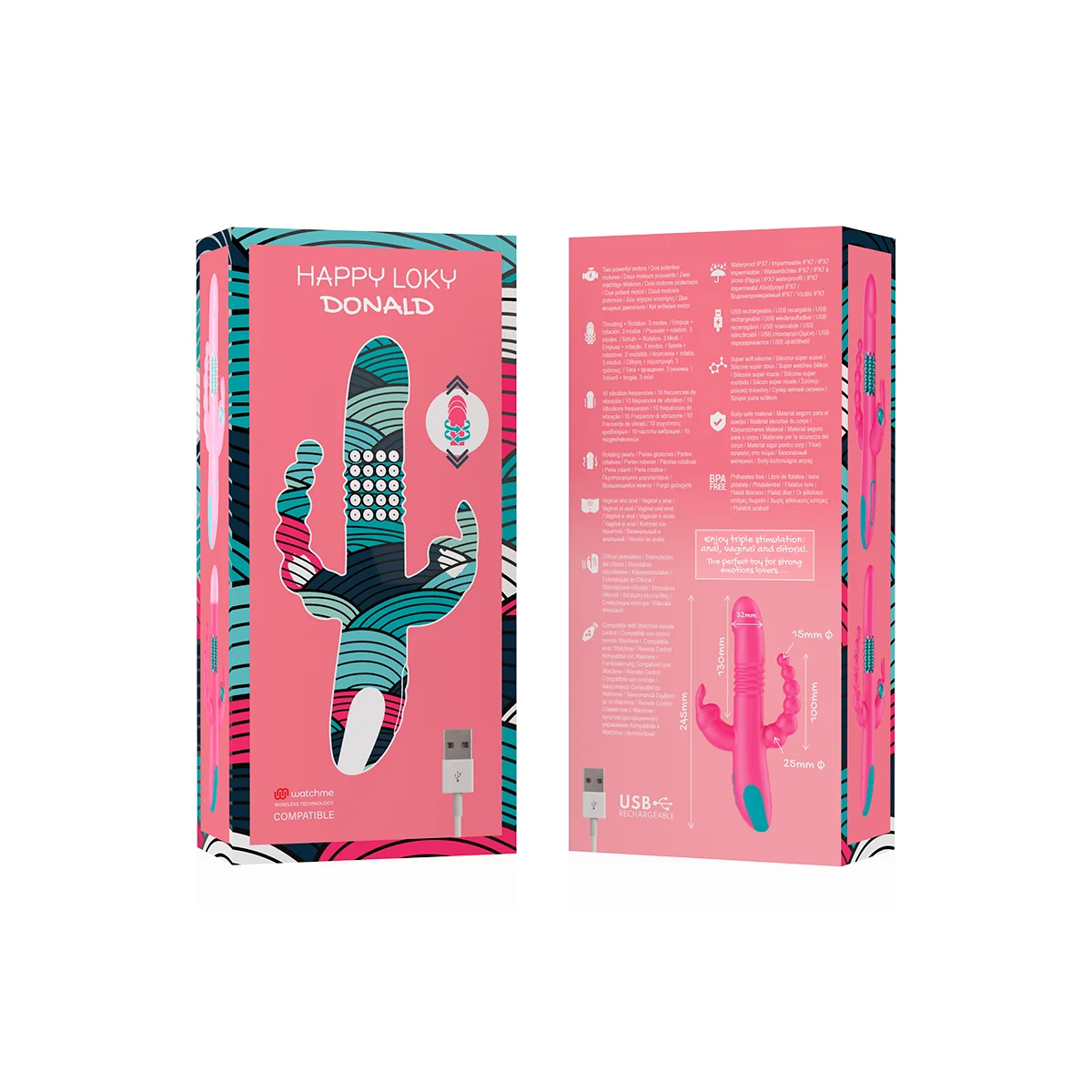 Donald Dreifache Stimulation: Anal, G-Spot & Klitorale Watchme Wireless-Technologie Kompatibel von Happy Loky kaufen | Fesselliebe