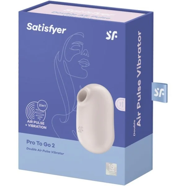 Pro To Go 2 Doppelter Luftpulsstimulator & Vibrator Beige von Satisfyer Air Pulse kaufen | Fesselliebe