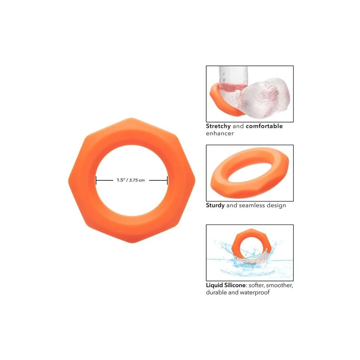 Alpha Sexagon Ring Orange von Calexotics kaufen | Fesselliebe