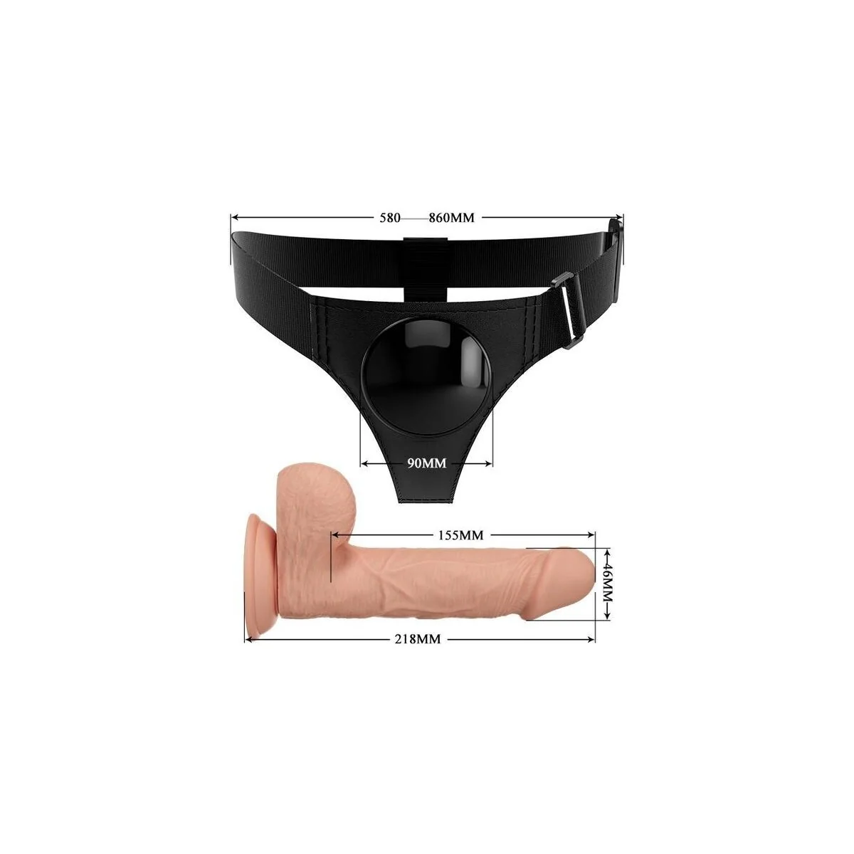 Harness-Hose Universal-Harness mit Dildo Jerry 21.8 cm Natur von Pretty Love kaufen | Fesselliebe