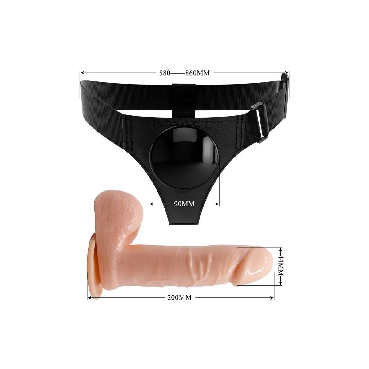 Harness-Hose Universal-Harness mit Dildo Tom 20 cm Natur von Pretty Love kaufen | Fesselliebe