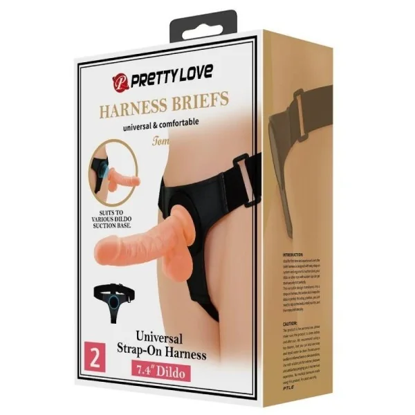 Harness-Hose Universal-Harness mit Dildo Tom 20 cm Natur von Pretty Love kaufen | Fesselliebe