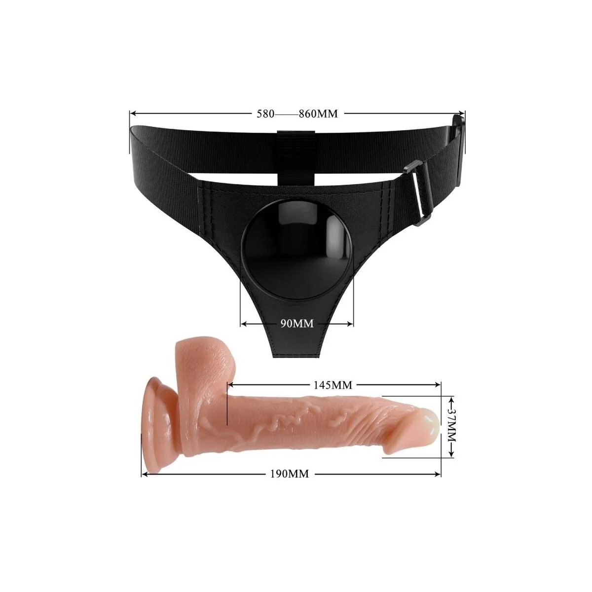 Harness-Hose Universal-Harness mit Dildo Kevin 19 cm Natural von Pretty Love kaufen | Fesselliebe