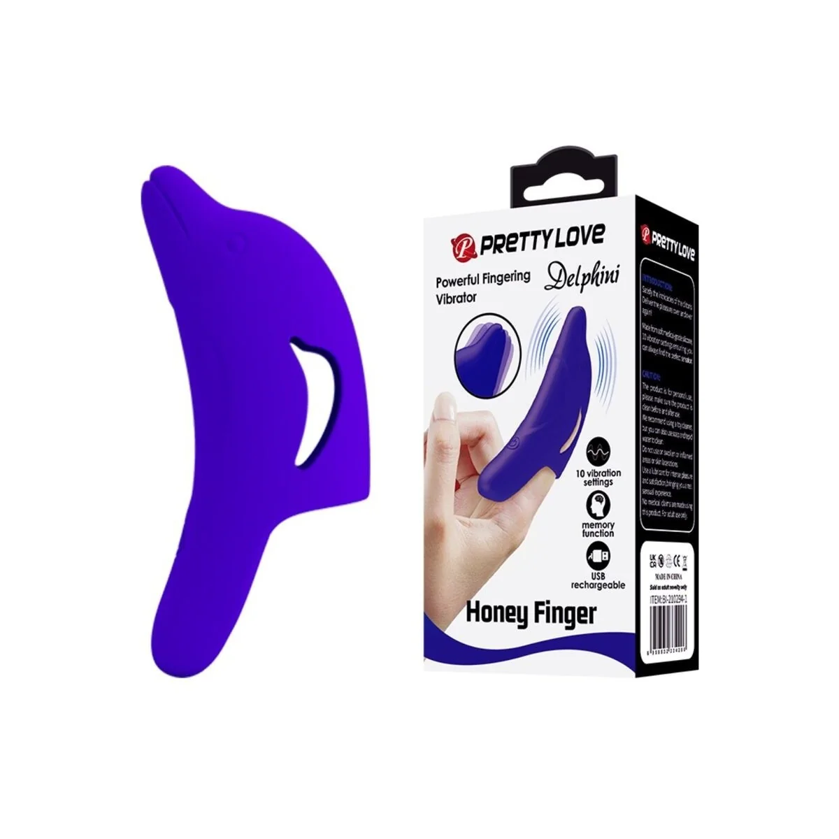 Delphini Leistungsstarker Dunkelblauer Fingerstimulator von Pretty Love kaufen | Fesselliebe