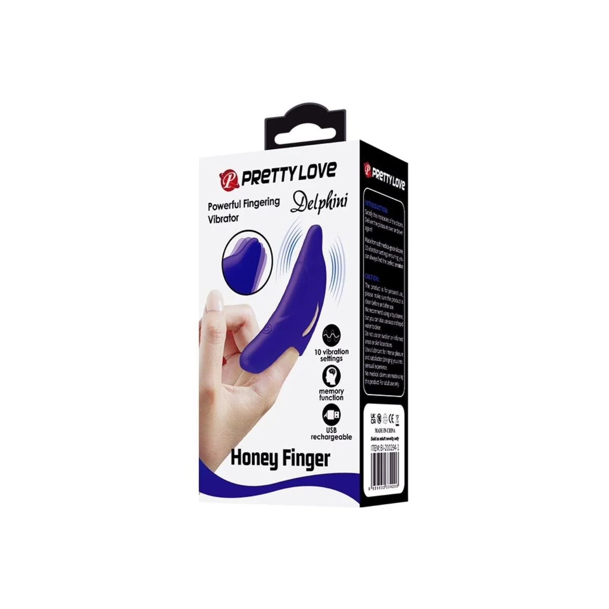 Delphini Leistungsstarker Dunkelblauer Fingerstimulator von Pretty Love kaufen | Fesselliebe