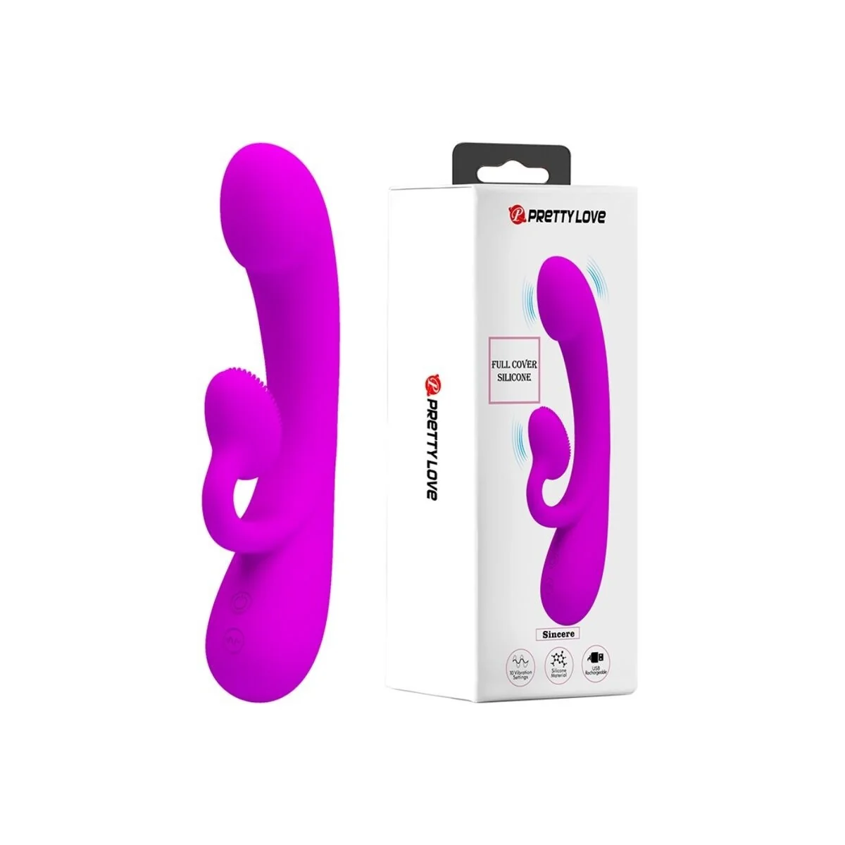 Aufrichtiger Vibrator und Klitoris-Sauger aus Violettem Silikon von Pretty Love kaufen | Fesselliebe
