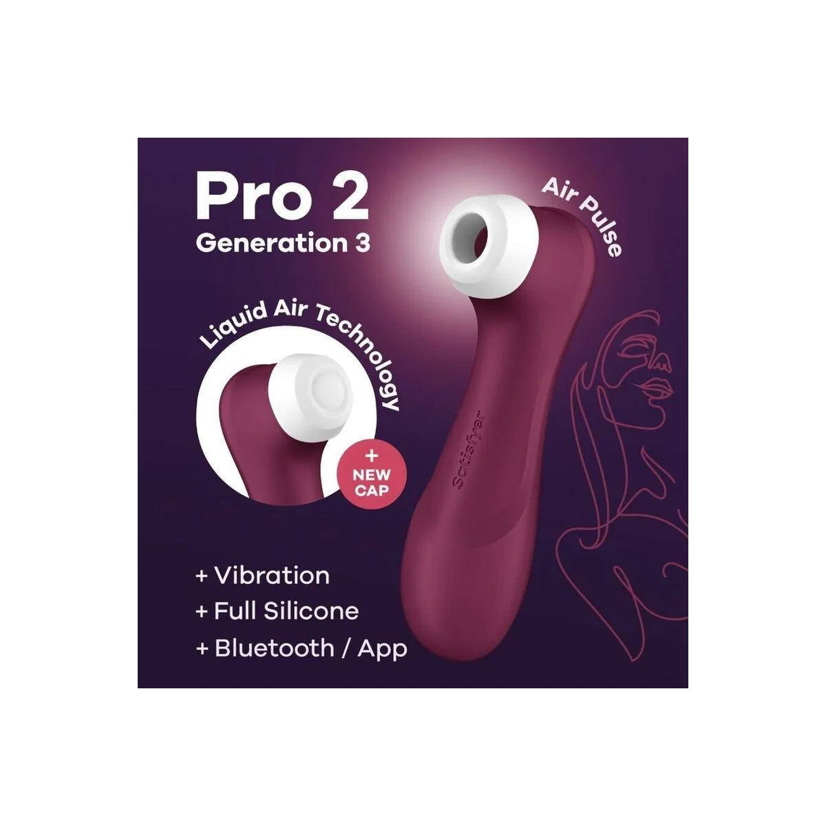Pro 2 Generation 3 Wine Red Bluetooth & App von Satisfyer Air Pulse kaufen | Fesselliebe