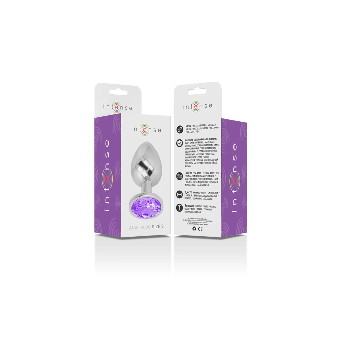 Analplug aus Aluminiummetall mit Violettem Kristall, Größe S von Intense Anal Toys kaufen | Fesselliebe