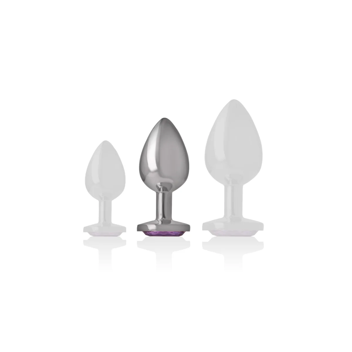 Analplug aus Aluminiummetall mit Violettem Kristall, Größe M von Intense Anal Toys kaufen | Fesselliebe