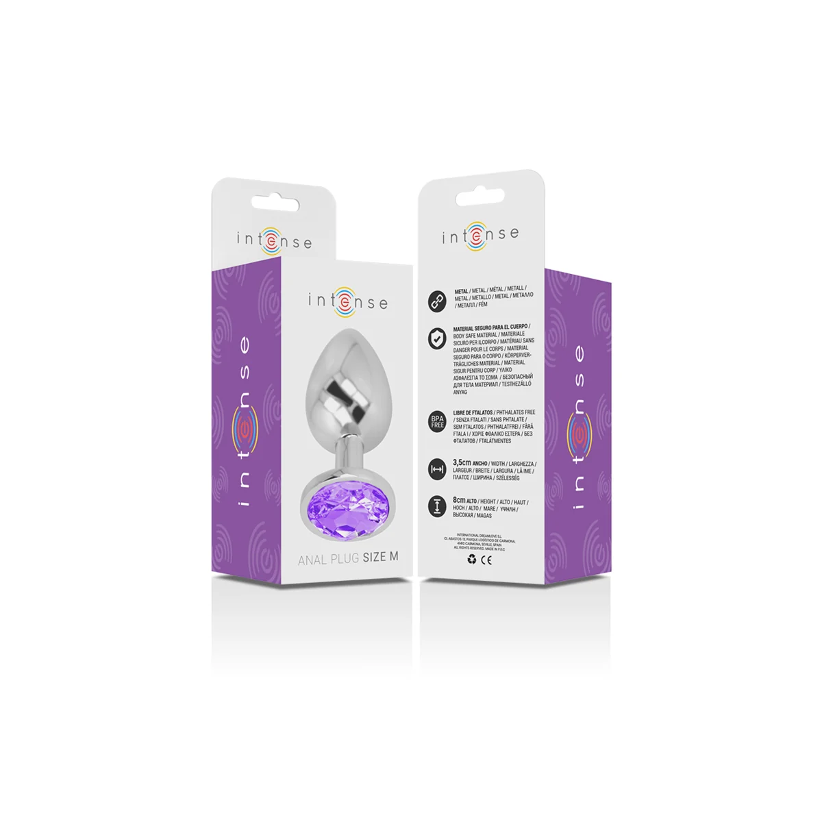 Analplug aus Aluminiummetall mit Violettem Kristall, Größe M von Intense Anal Toys kaufen | Fesselliebe