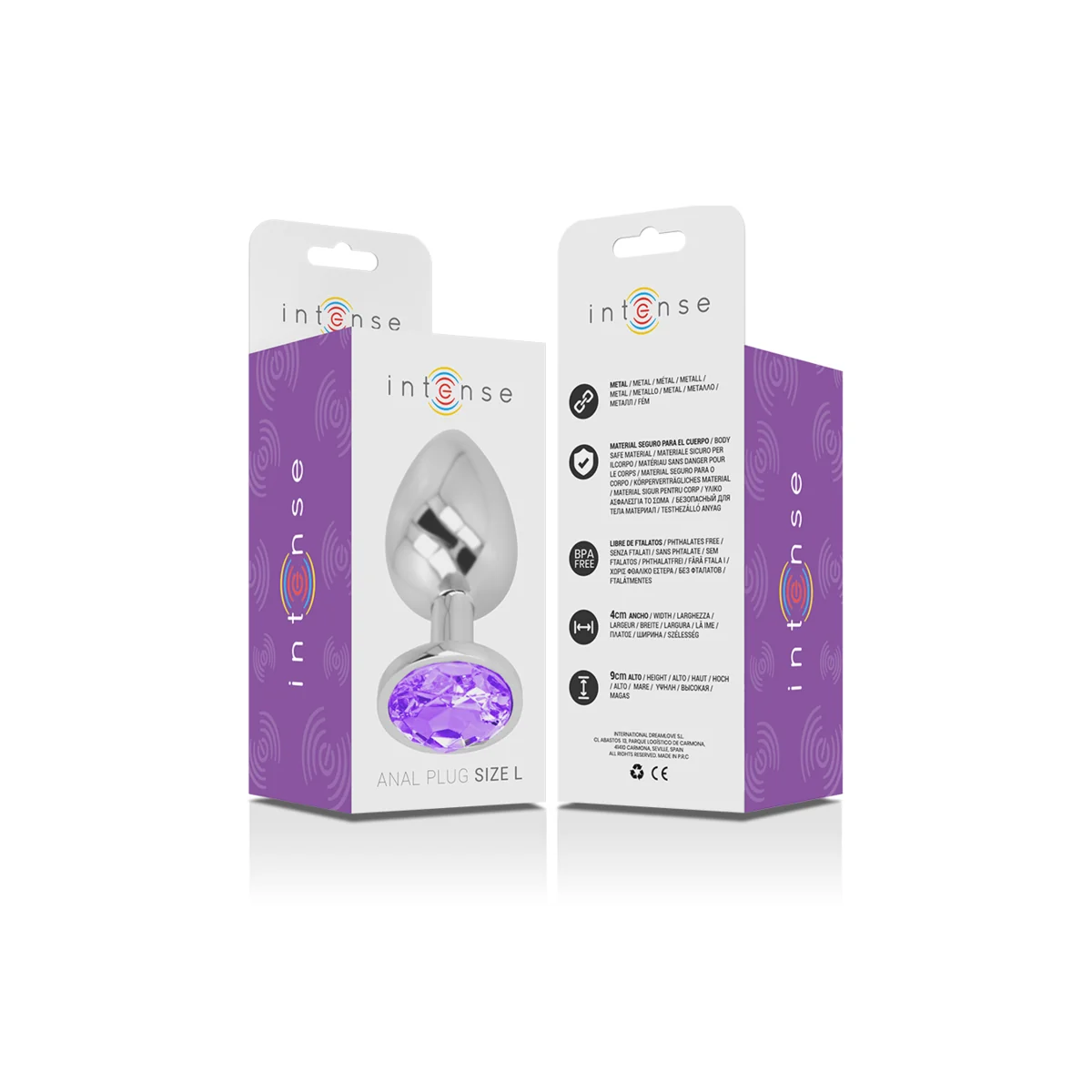 Analplug aus Aluminiummetall mit Violettem Kristall, Größe L von Intense Anal Toys kaufen | Fesselliebe