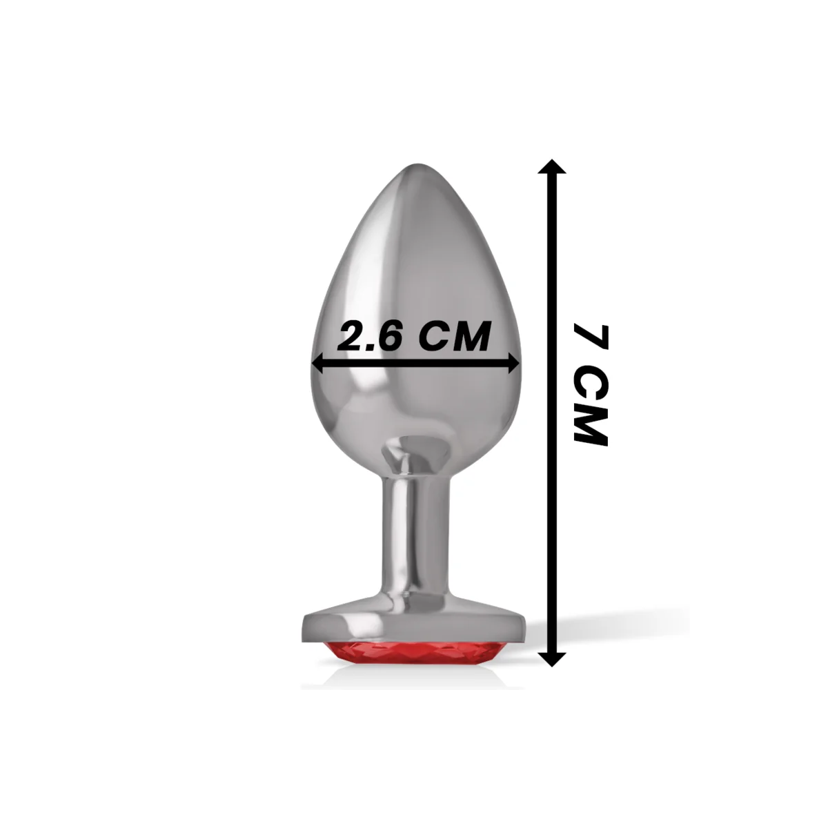 Analstecker aus Aluminiummetall mit Rotem Kristall, Größe S von Intense Anal Toys kaufen | Fesselliebe