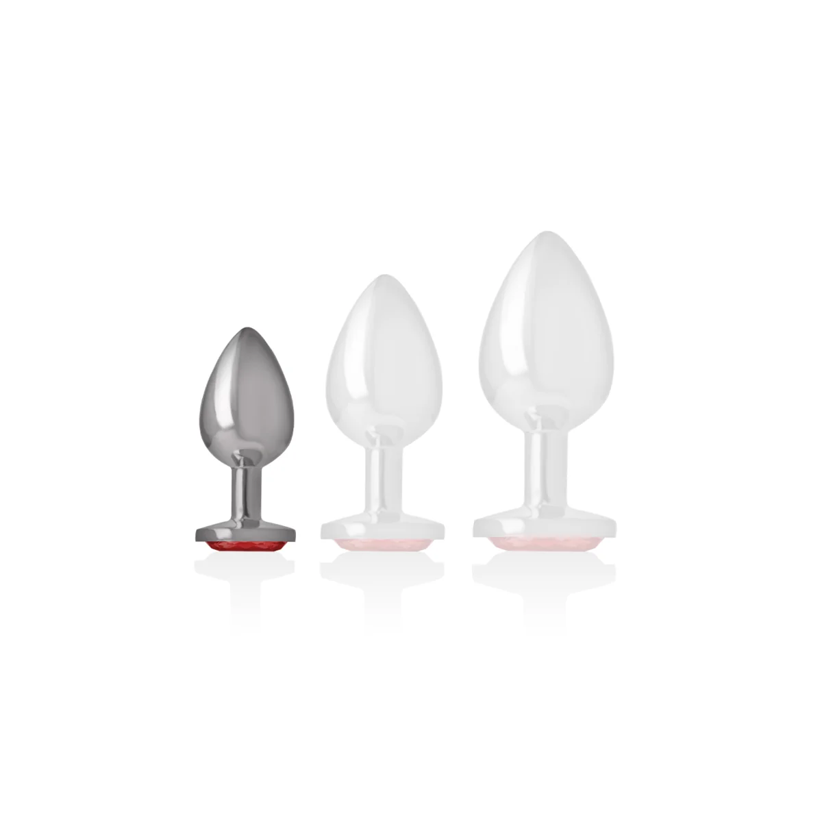 Analstecker aus Aluminiummetall mit Rotem Kristall, Größe S von Intense Anal Toys kaufen | Fesselliebe