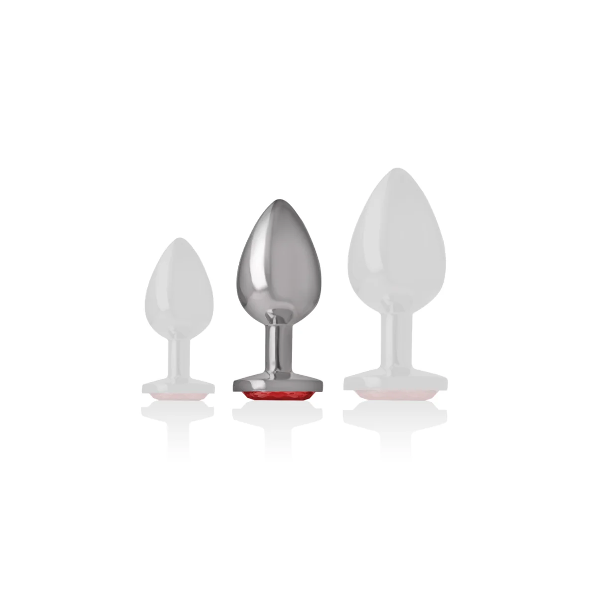 Metall-Analstecker mit Roten Kristall Größe M von Intense Anal Toys kaufen | Fesselliebe